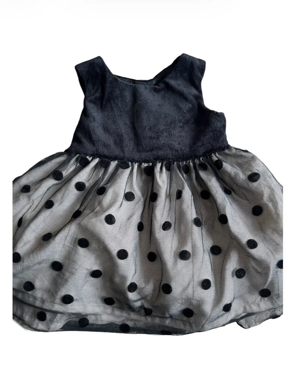 Girls' Black & Cream Polka Dot Party Dress Set 3 months.